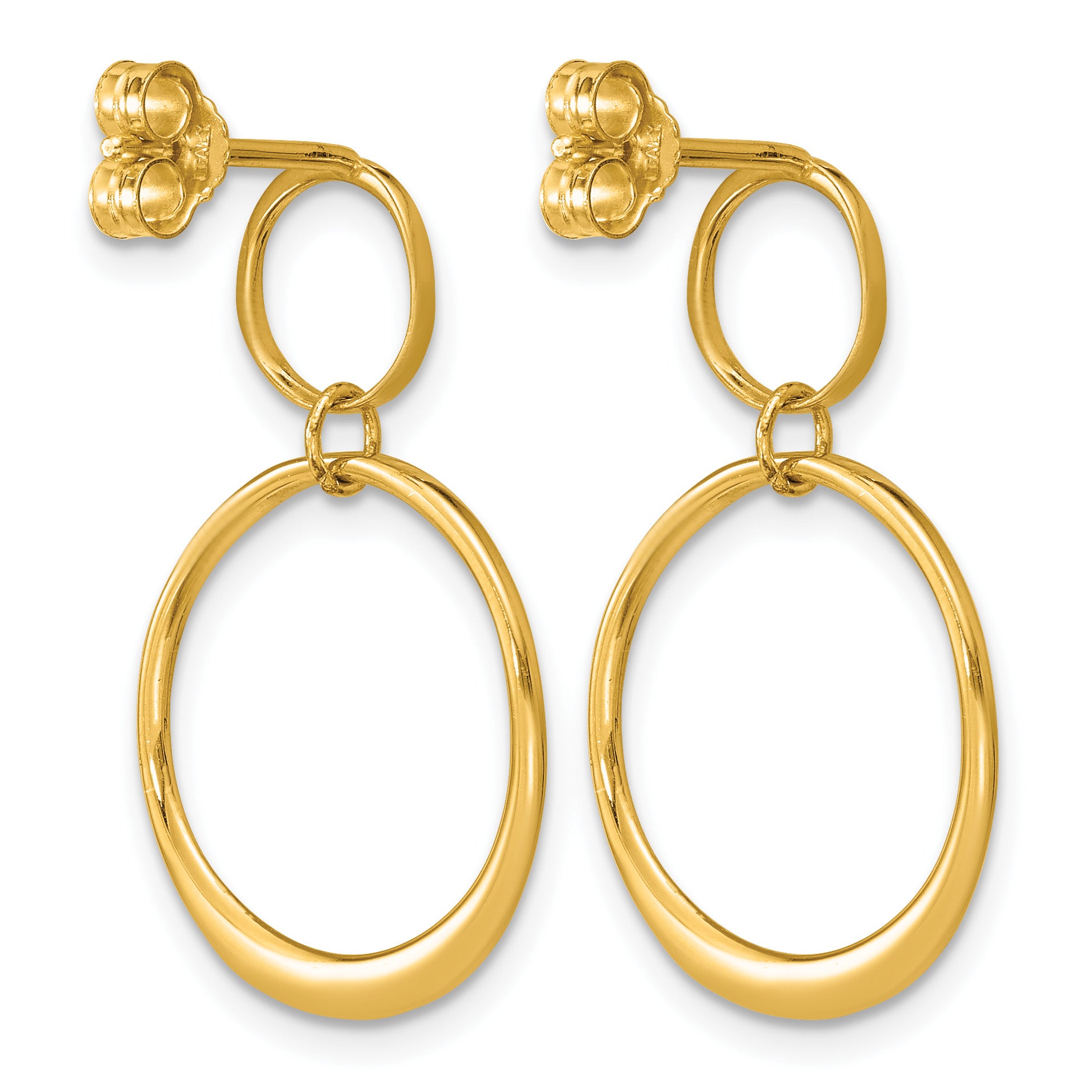 14K Yellow Gold Polished Drop Earrings, 24.5mm