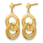 14K Yellow Gold Textured Drop Earrings, 24mm