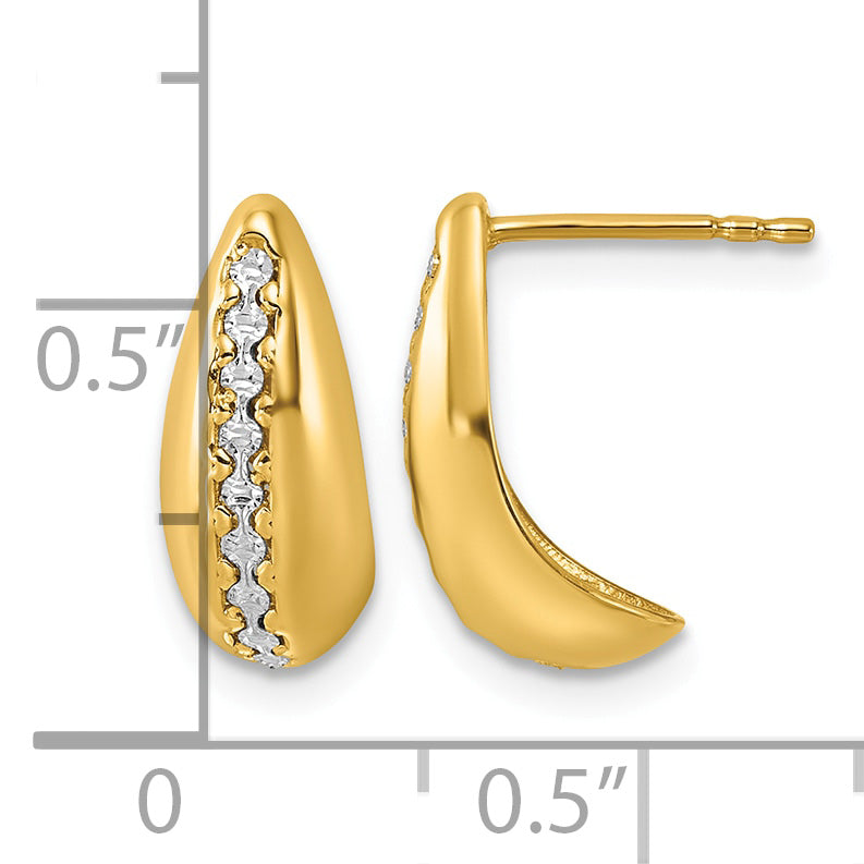 14K Yellow Gold J-Hoop Earrings, 14.5mm
