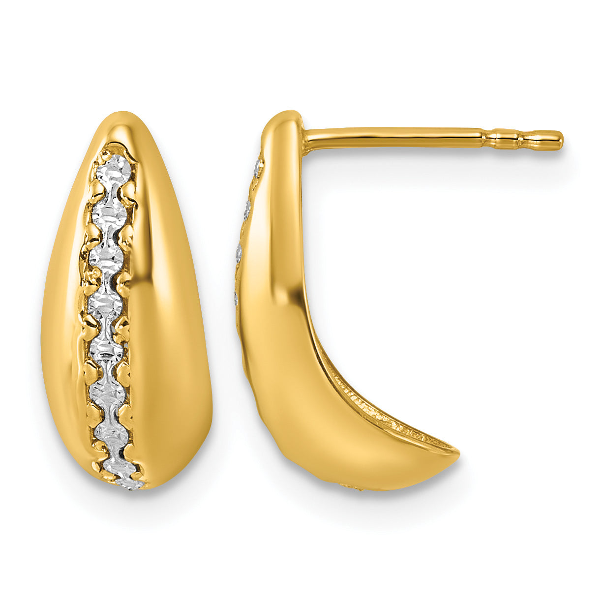 14K Yellow Gold J-Hoop Earrings, 14.5mm Main image