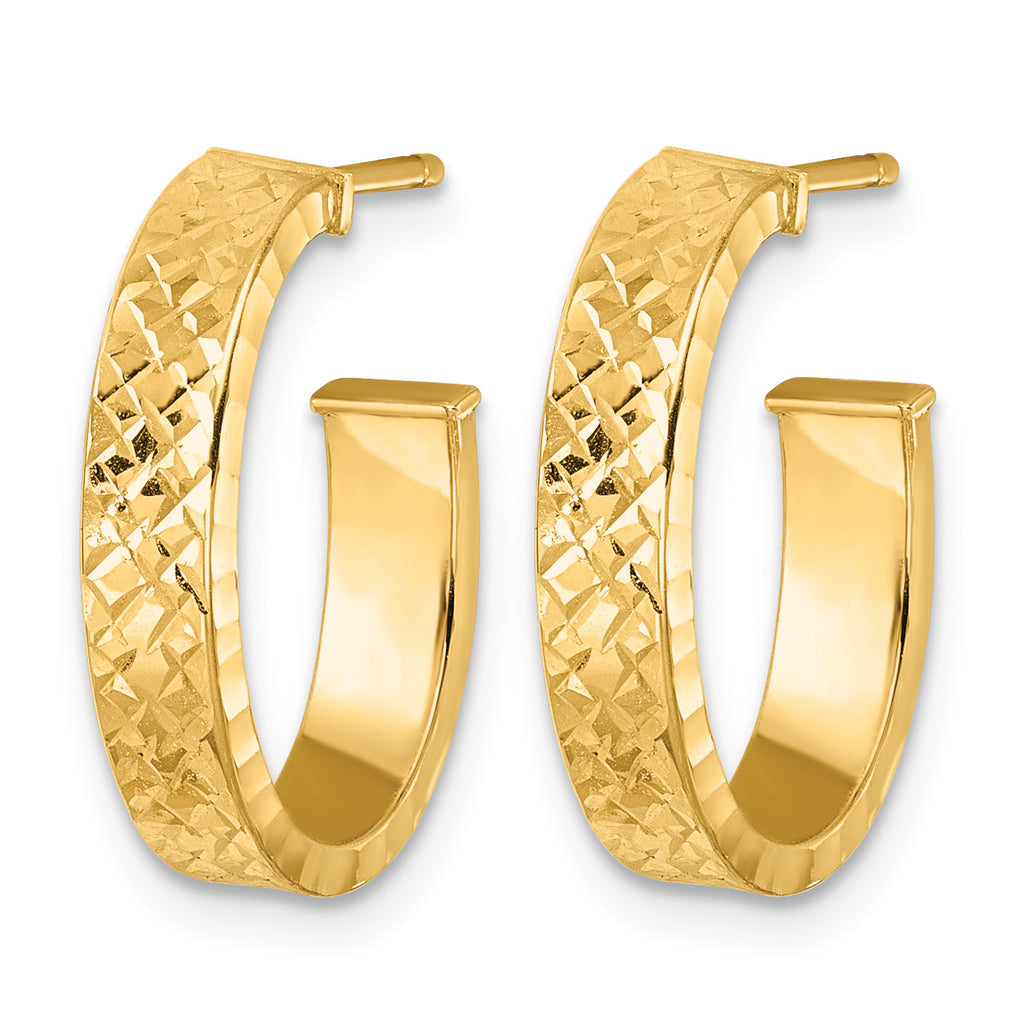 14K Yellow Gold J-Hoop Earrings, 4mm