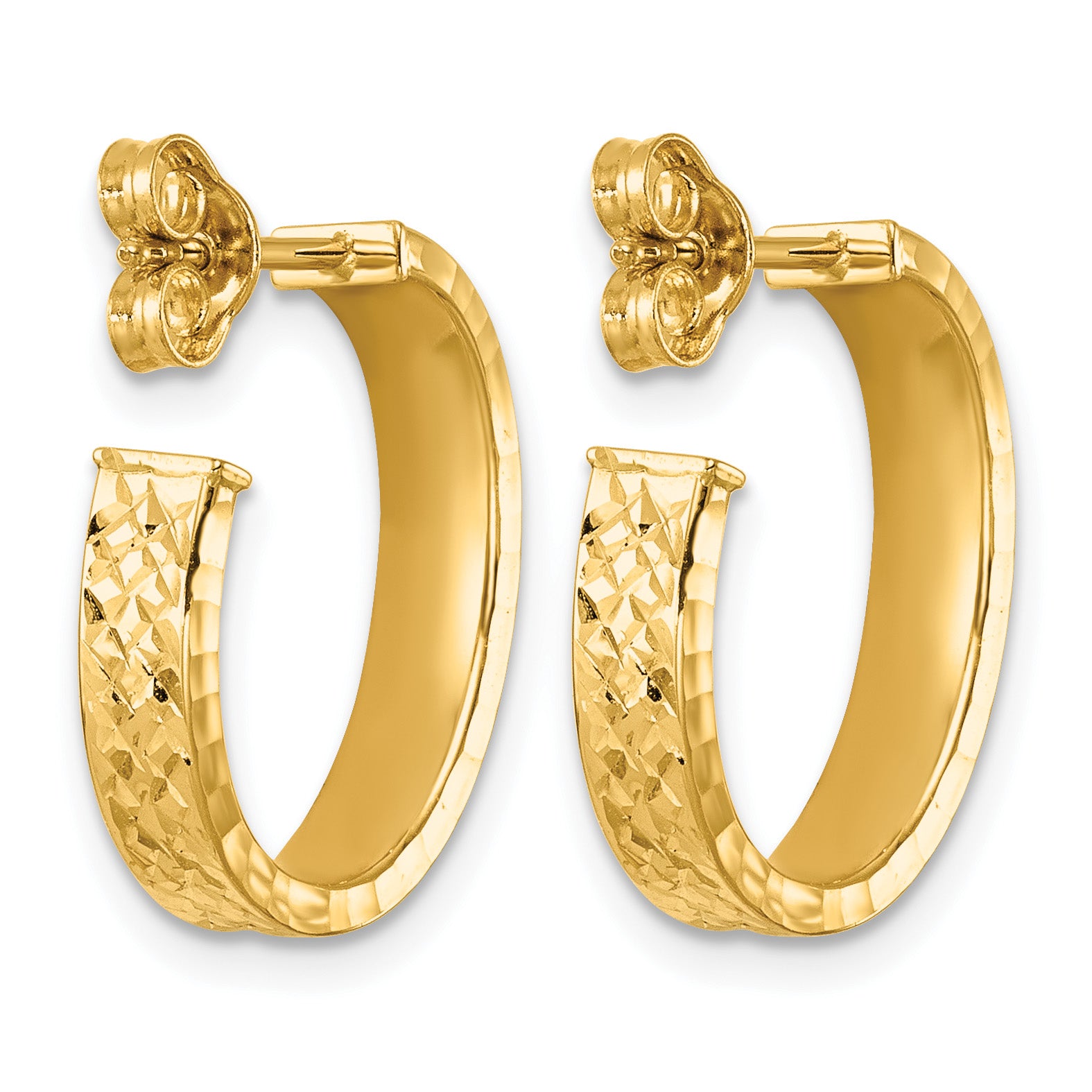 14K Yellow Gold J-Hoop Earrings, 4mm