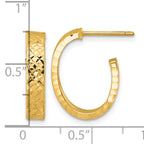 14K Yellow Gold J-Hoop Earrings, 4mm