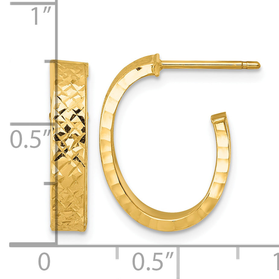 14K Yellow Gold J-Hoop Earrings, 4mm