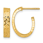 14K Yellow Gold J-Hoop Earrings, 4mm