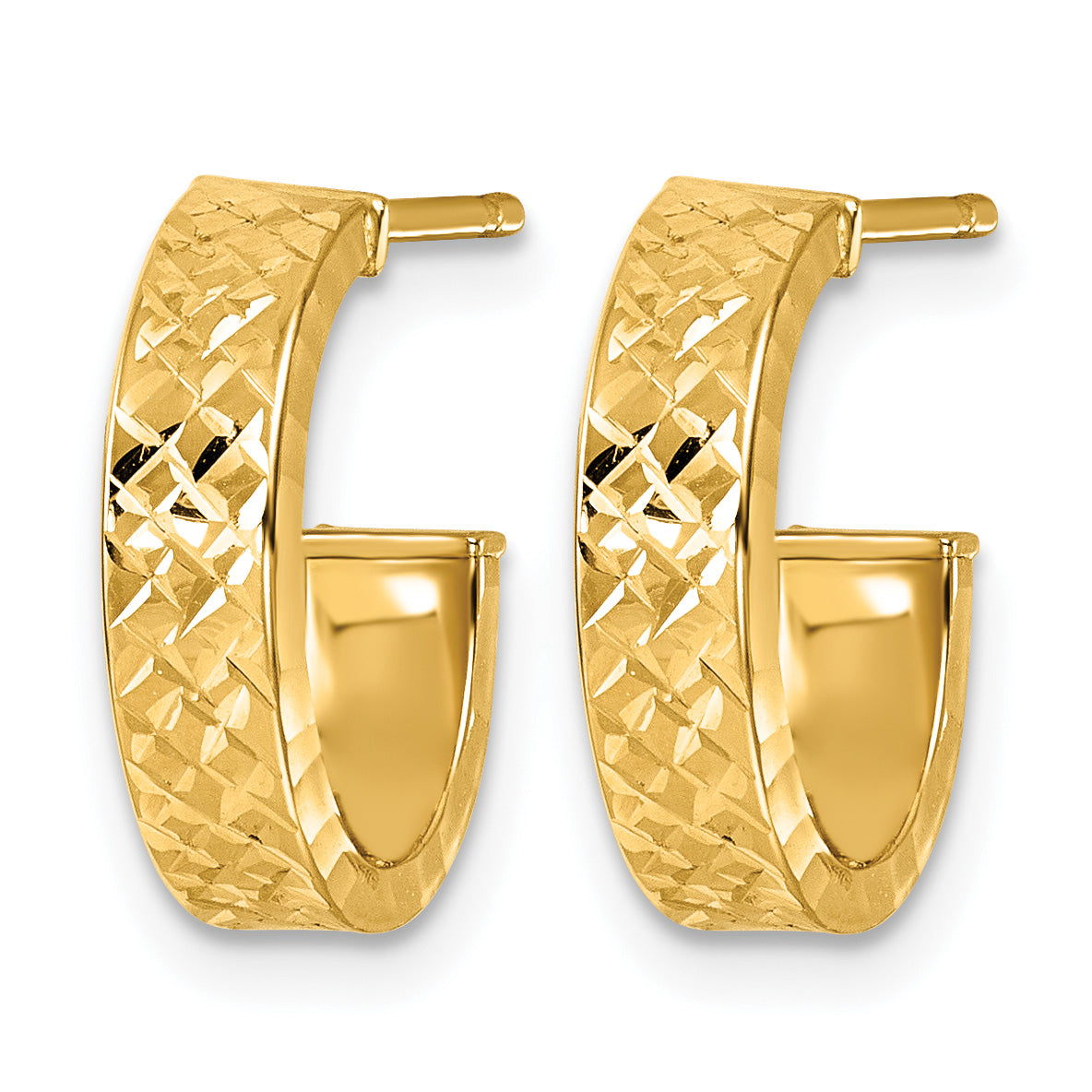 14K Yellow Gold J-Hoop Earrings, 4mm