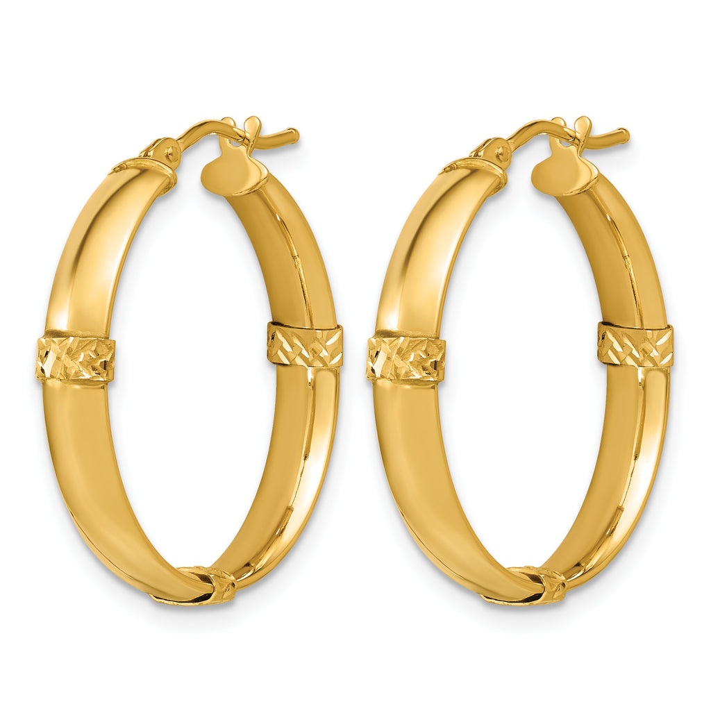 14K Yellow Gold Diamond-Cut Hoop Earrings