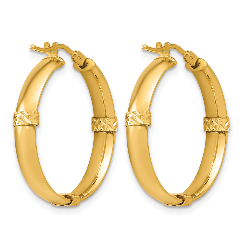 14K Yellow Gold Diamond-Cut Hoop Earrings