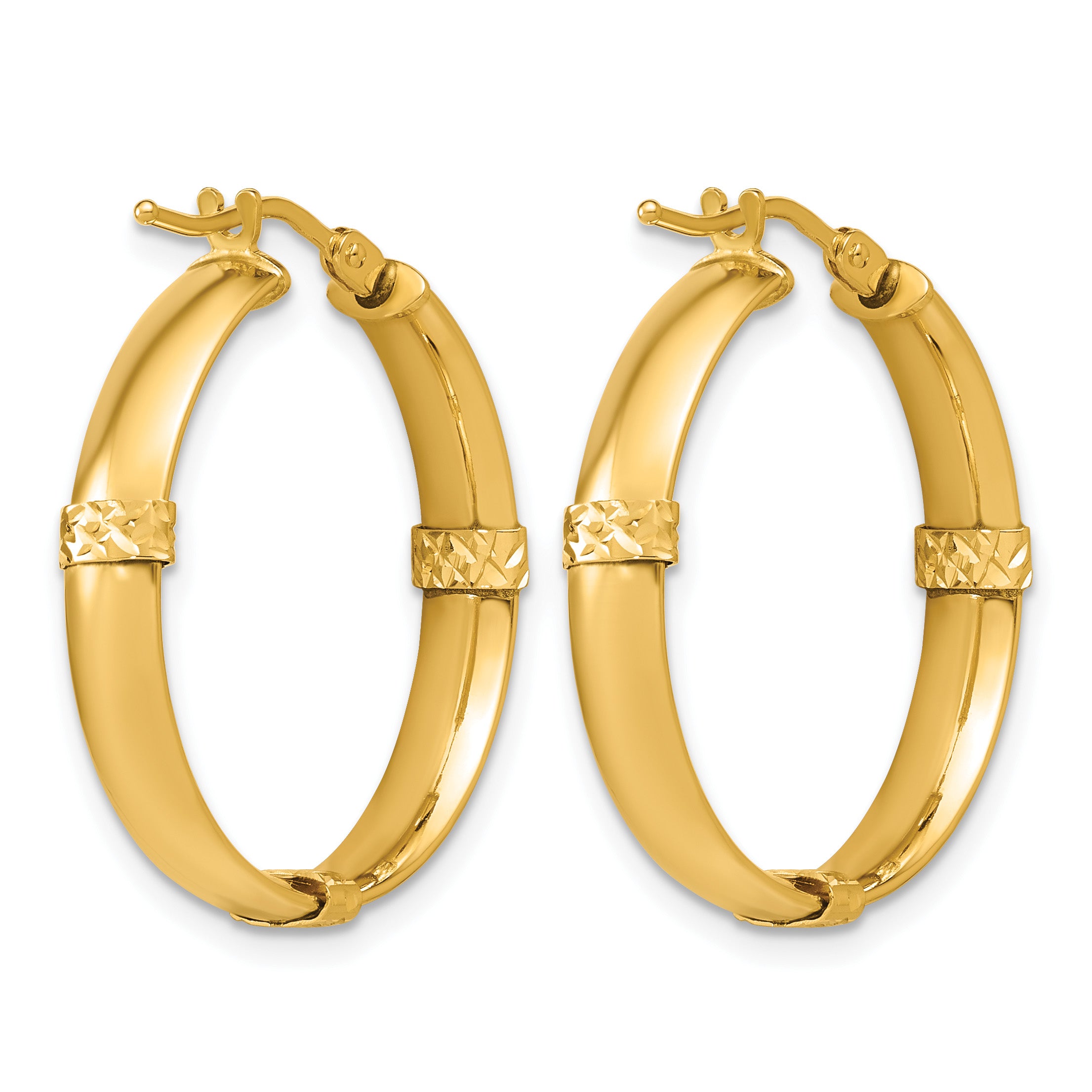 14K Yellow Gold Diamond-Cut Hoop Earrings