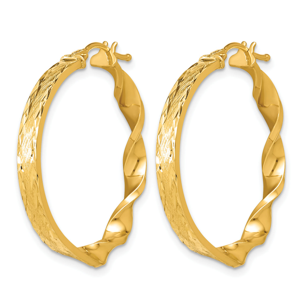 14K Yellow Gold Polished Hoop Earrings