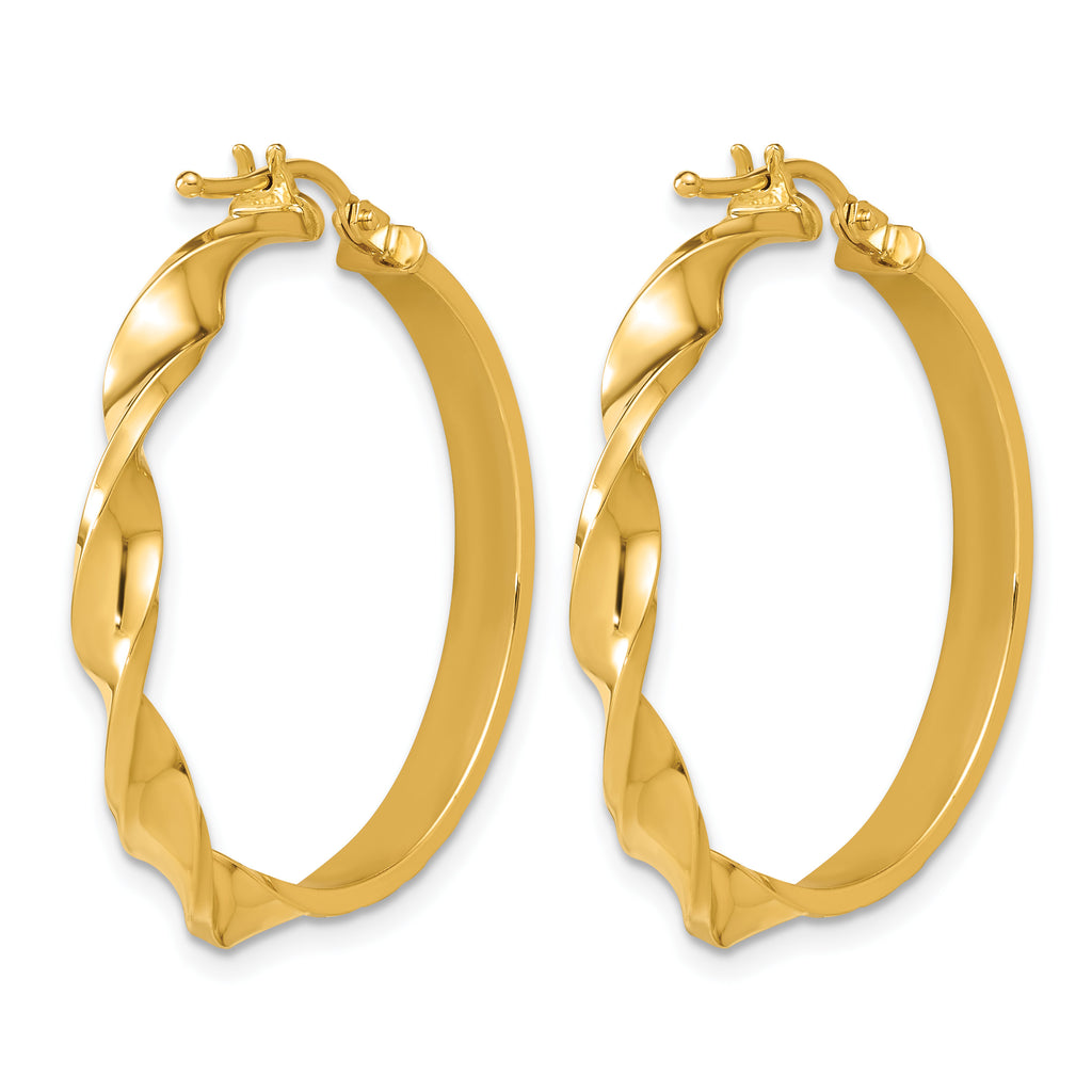 14K Yellow Gold Polished Hoop Earrings