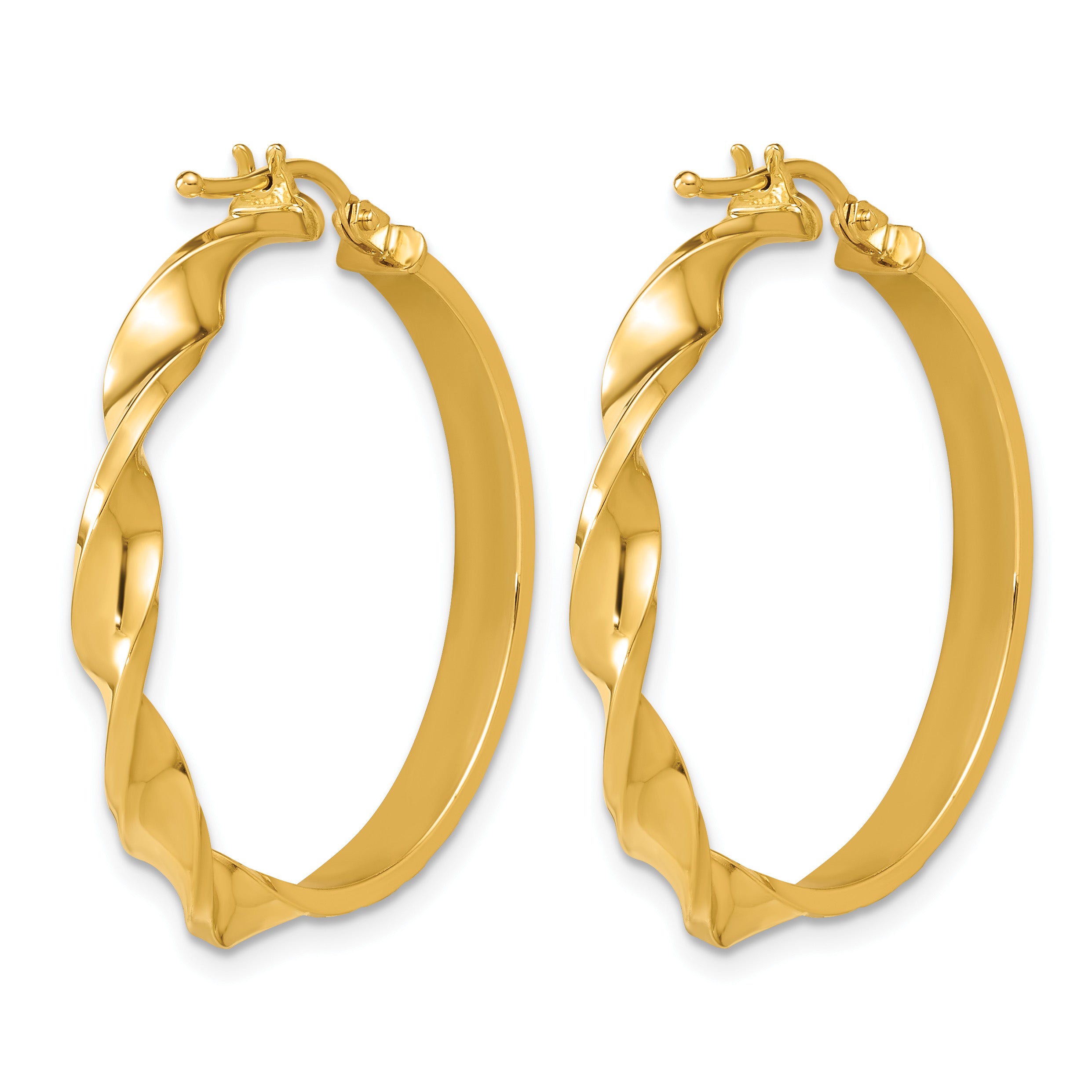 14K Yellow Gold Polished Hoop Earrings