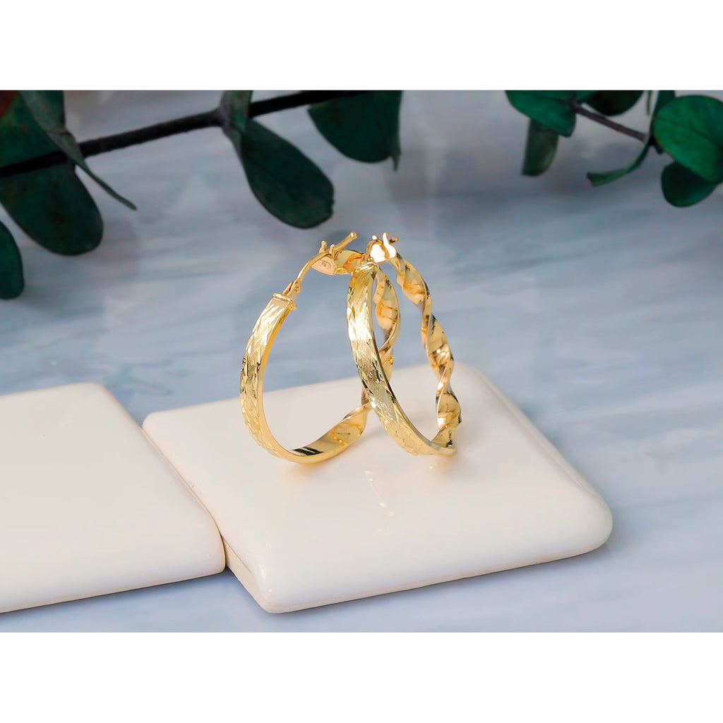 14K Yellow Gold Polished Hoop Earrings