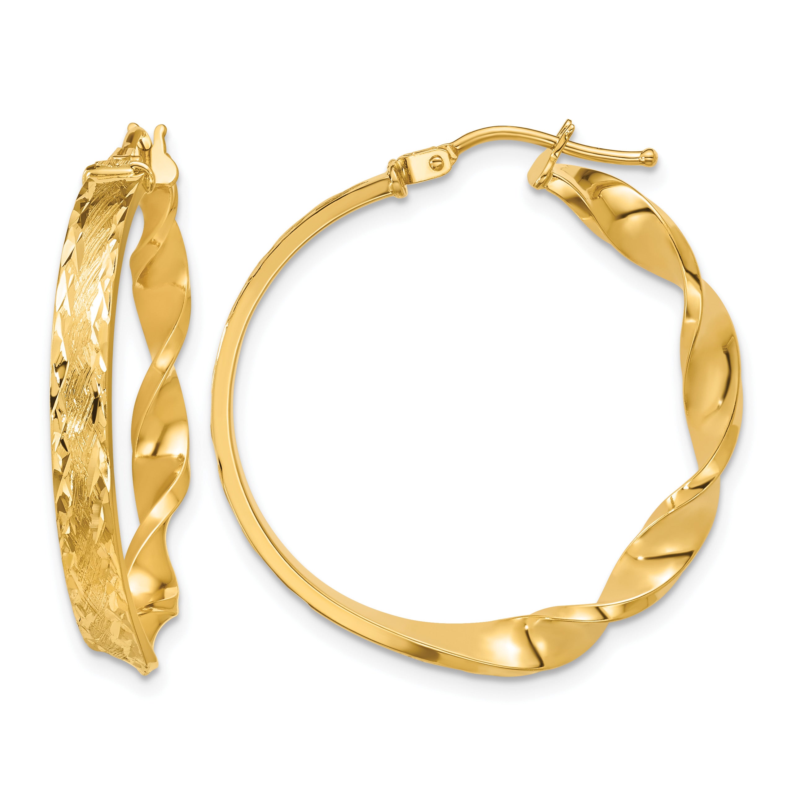 14K Yellow Gold Polished Hoop Earrings