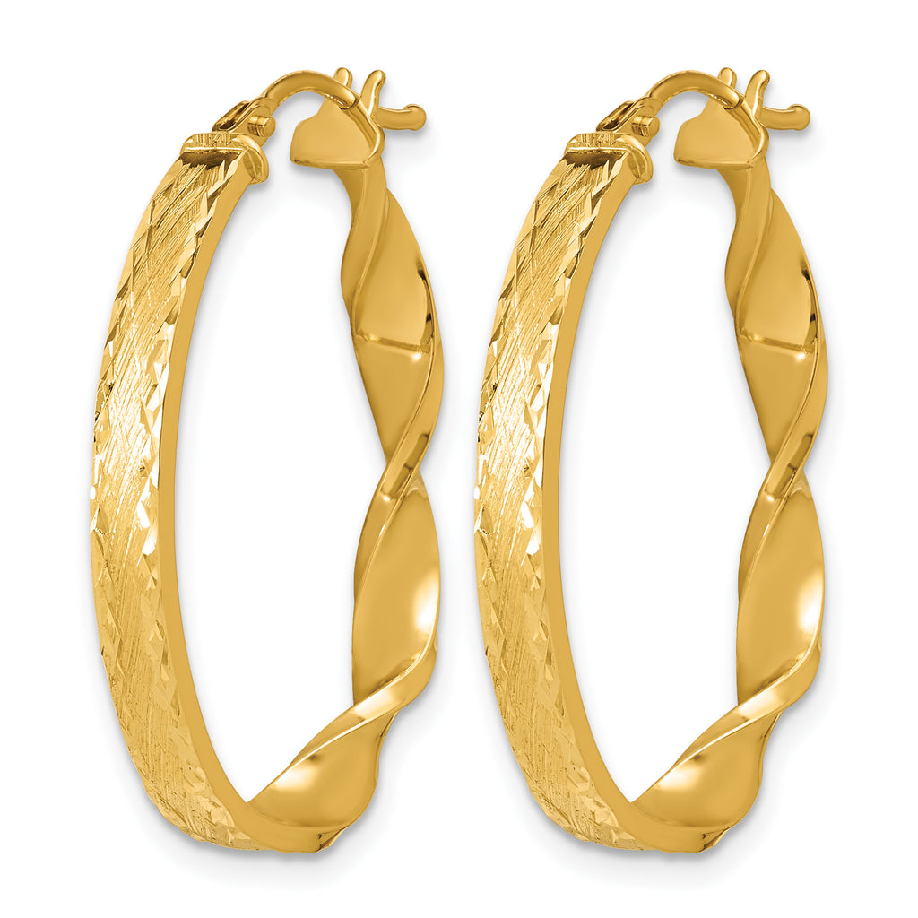 14K Yellow Gold Polished Hoop Earrings
