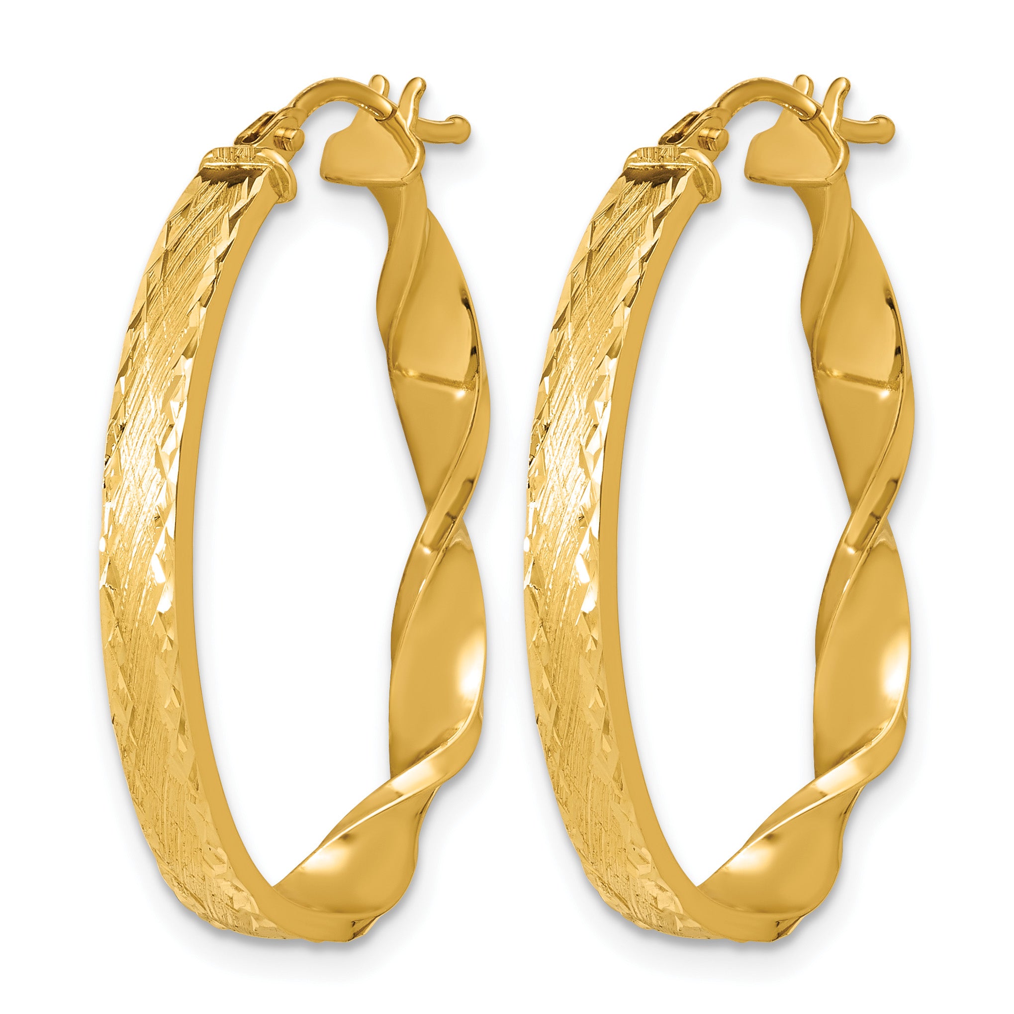 14K Yellow Gold Polished Hoop Earrings