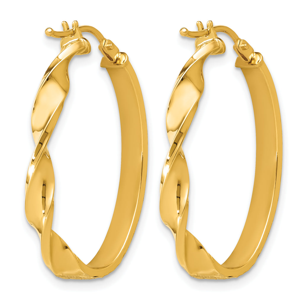 14K Yellow Gold Polished Hoop Earrings