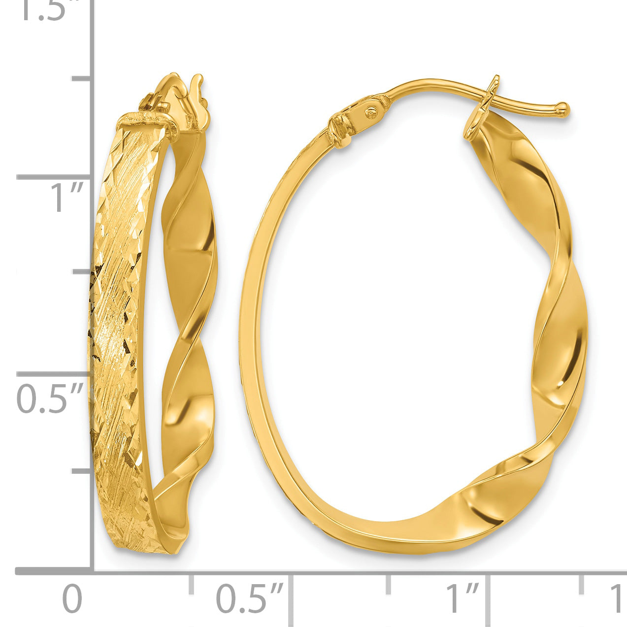 14K Yellow Gold Polished Hoop Earrings