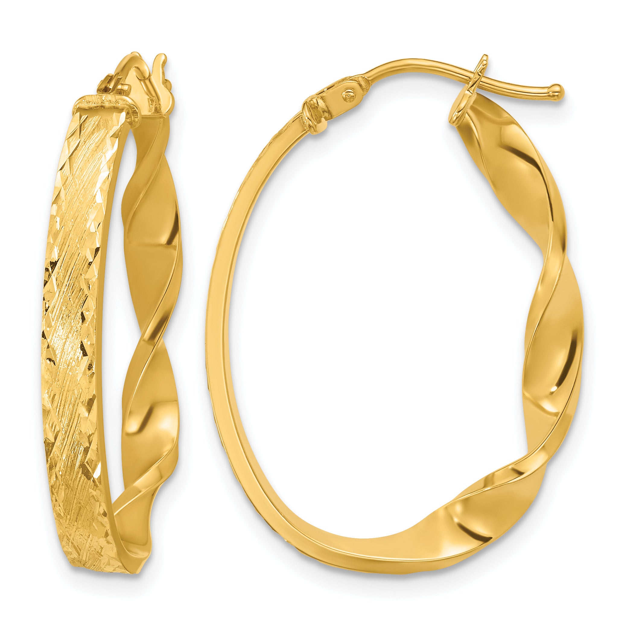 14K Yellow Gold Polished Hoop Earrings