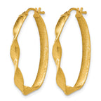 14K Yellow Gold Brushed & Polished Hoop Earrings