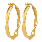 14K Yellow Gold Brushed & Polished Hoop Earrings