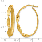 14K Yellow Gold Brushed & Polished Hoop Earrings
