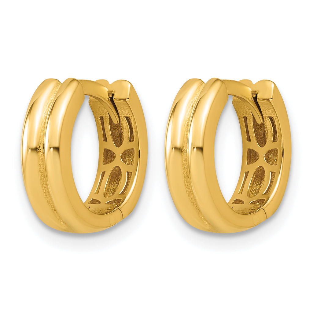 14K Yellow Gold Grooved Hoop Earrings
