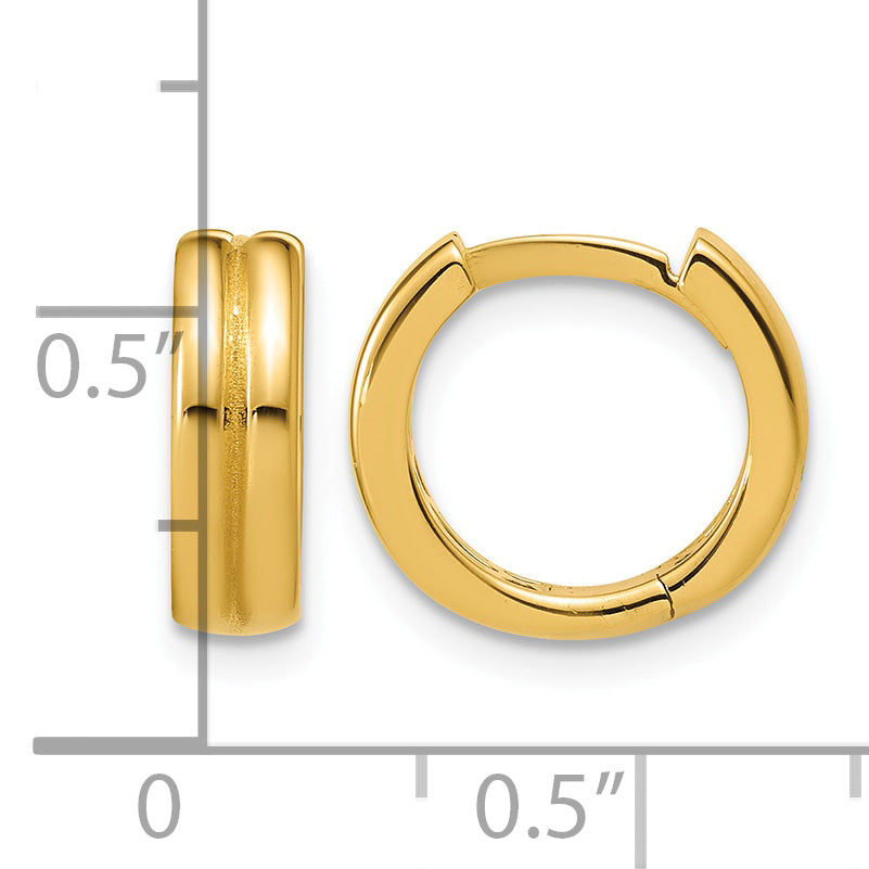 14K Yellow Gold Grooved Hoop Earrings