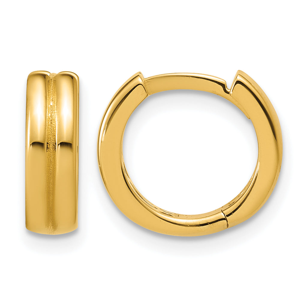 14K Yellow Gold Grooved Hoop Earrings