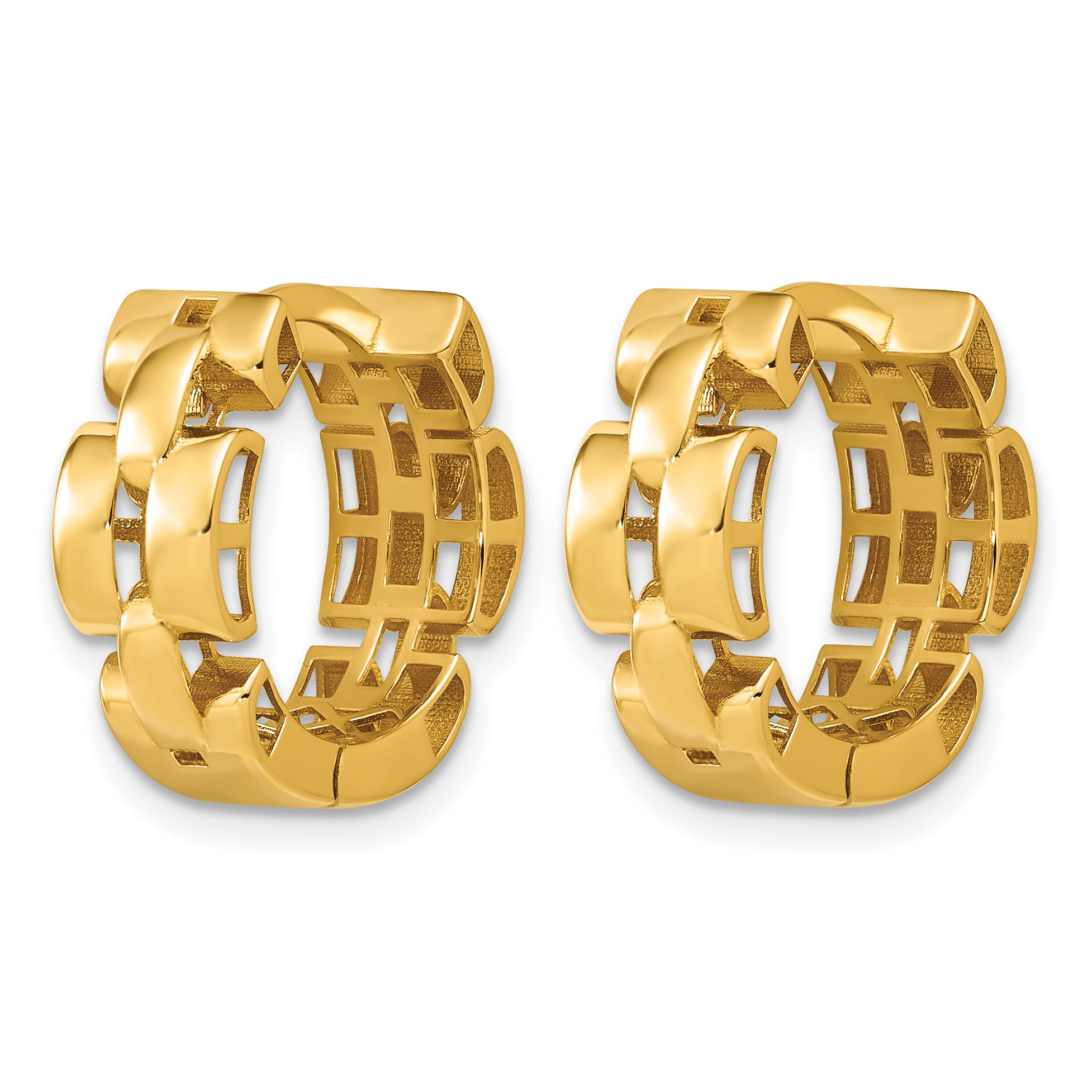 14K Yellow Gold Polished Hoop Earrings