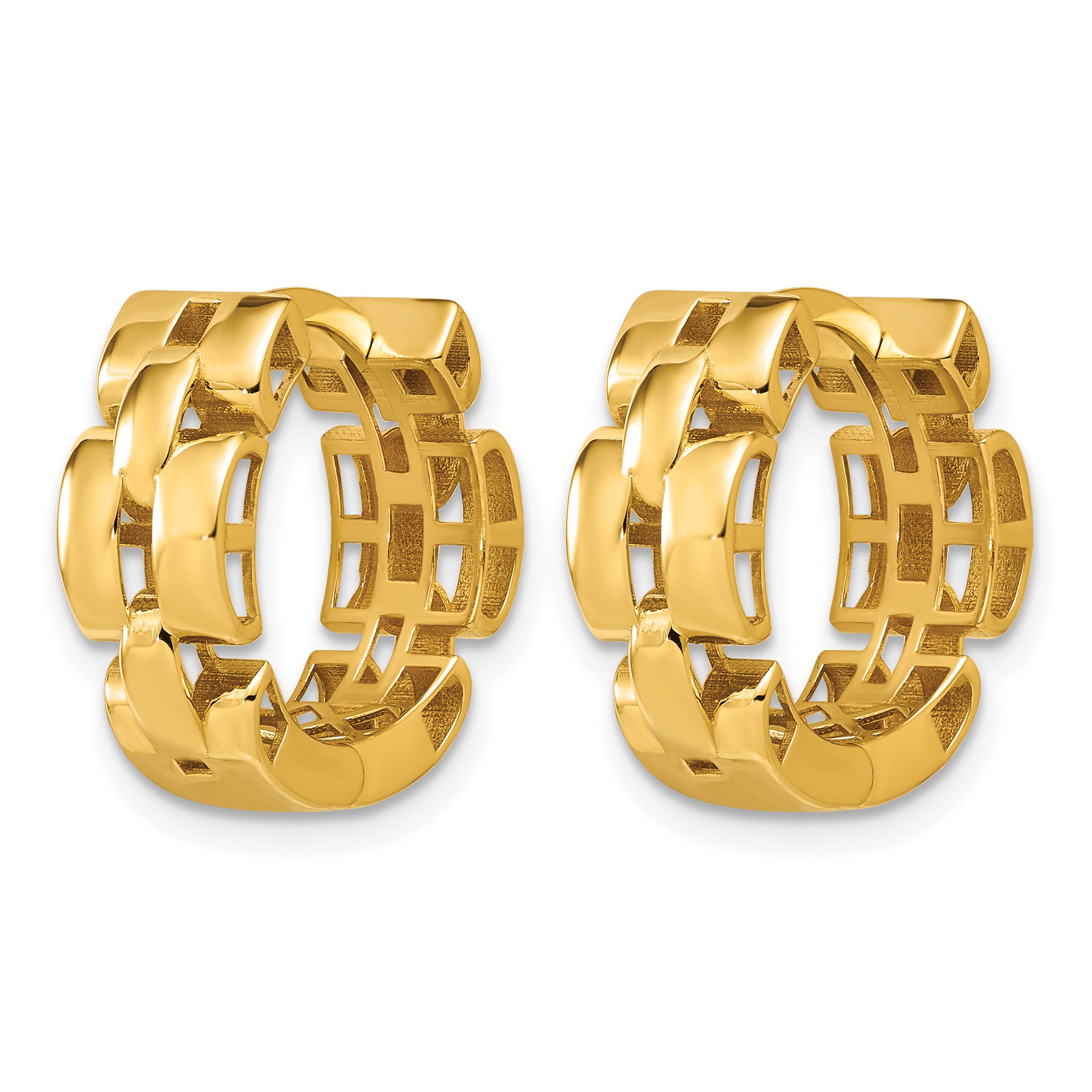 14K Yellow Gold Polished Hoop Earrings