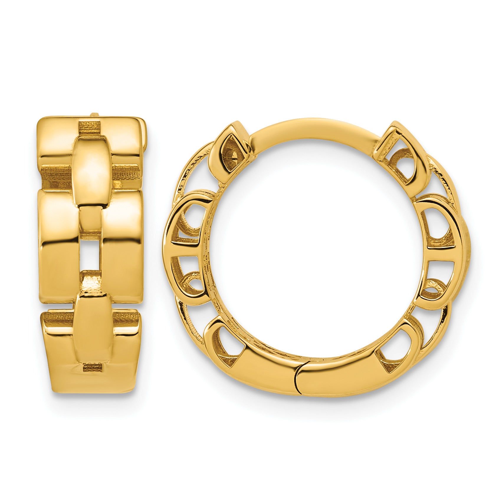 14K Yellow Gold Polished Hoop Earrings