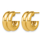 14K Yellow Gold Grooved J-Hoop J-Hoop Earrings