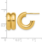 14K Yellow Gold Grooved J-Hoop J-Hoop Earrings