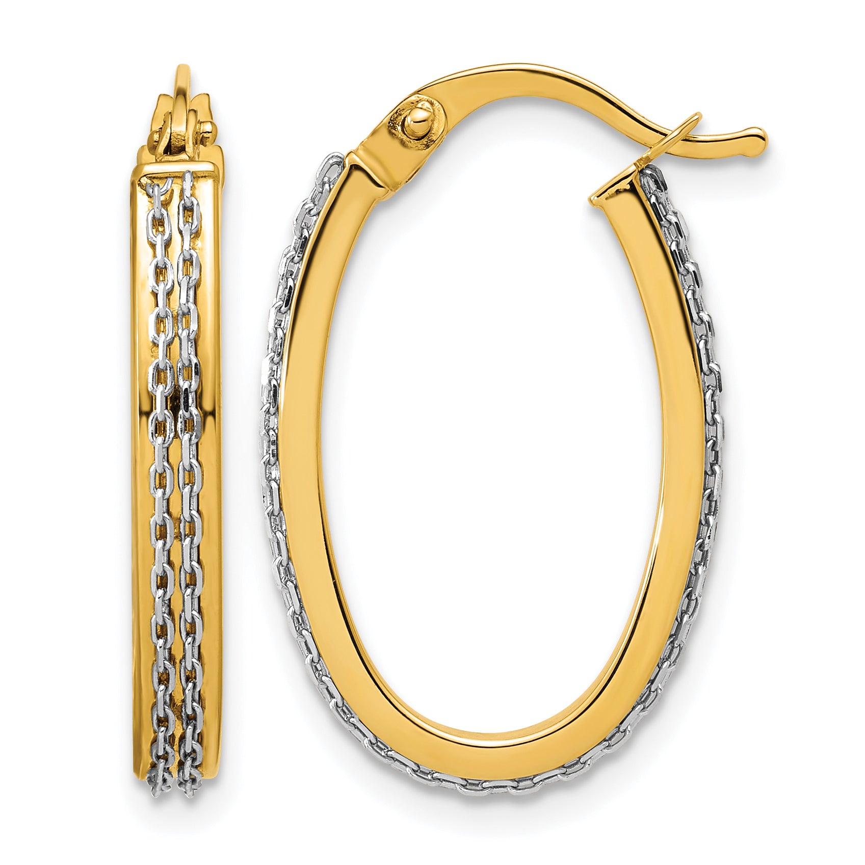 14K Yellow Gold Polished Hoop Earrings, 3mm