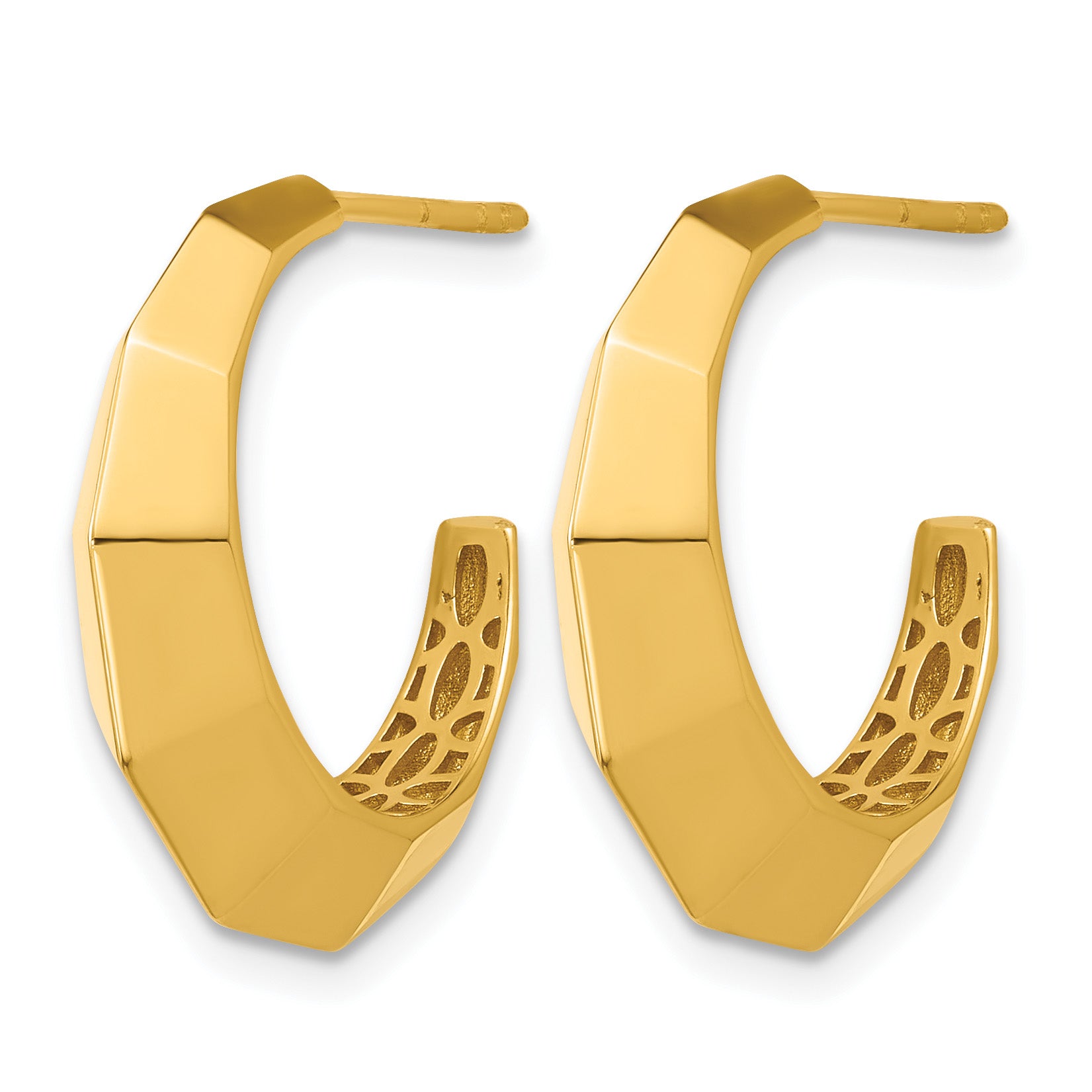 14K Yellow Gold Faceted J-Hoop J-Hoop Earrings, 5.25mm Secondary image