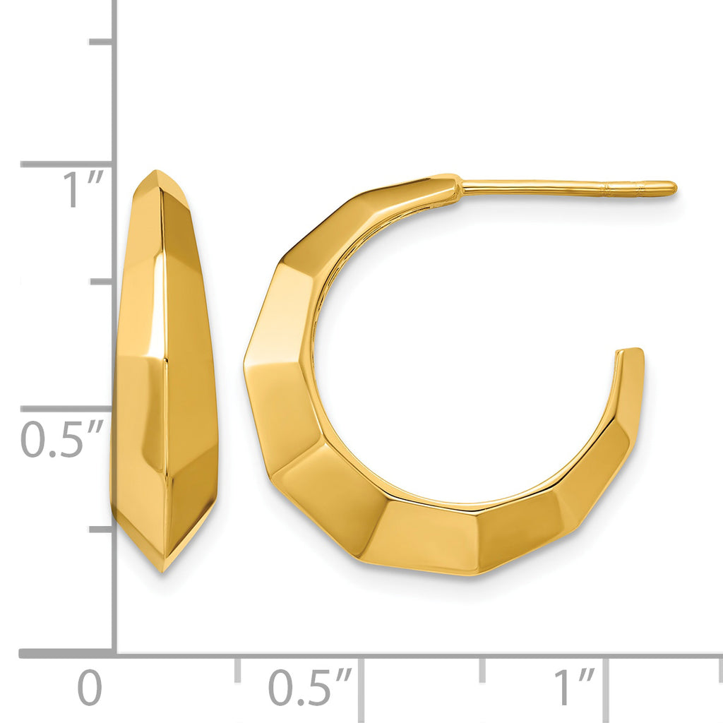 14K Yellow Gold Faceted J-Hoop J-Hoop Earrings, 5.25mm