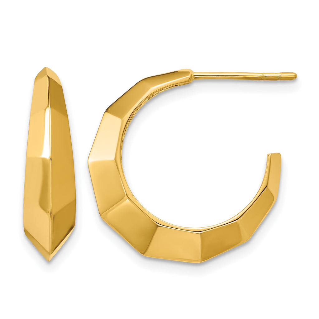 14K Yellow Gold Faceted J-Hoop J-Hoop Earrings, 5.25mm