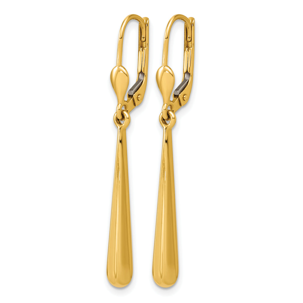 14K Yellow Gold Polished Drop Earrings, 42.5mm