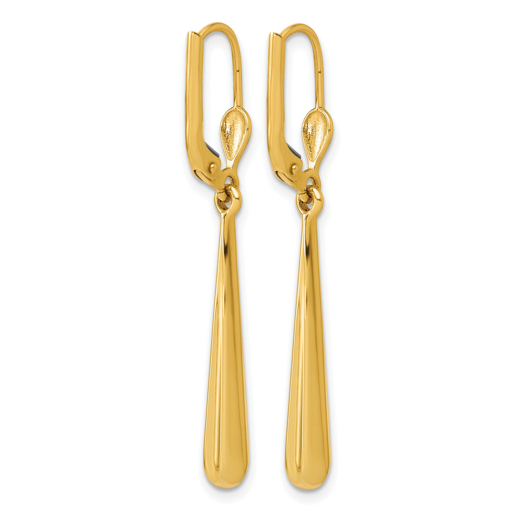 14K Yellow Gold Polished Drop Earrings, 42.5mm