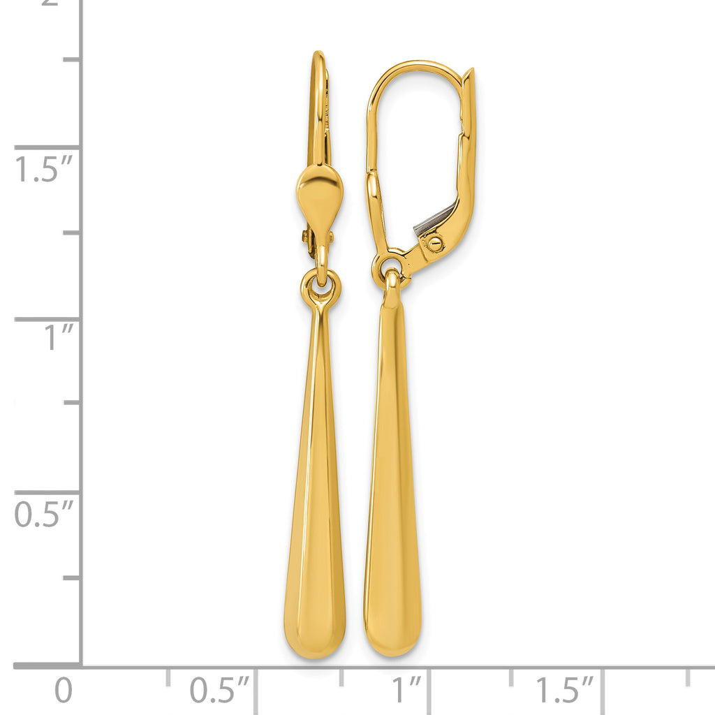 14K Yellow Gold Polished Drop Earrings, 42.5mm