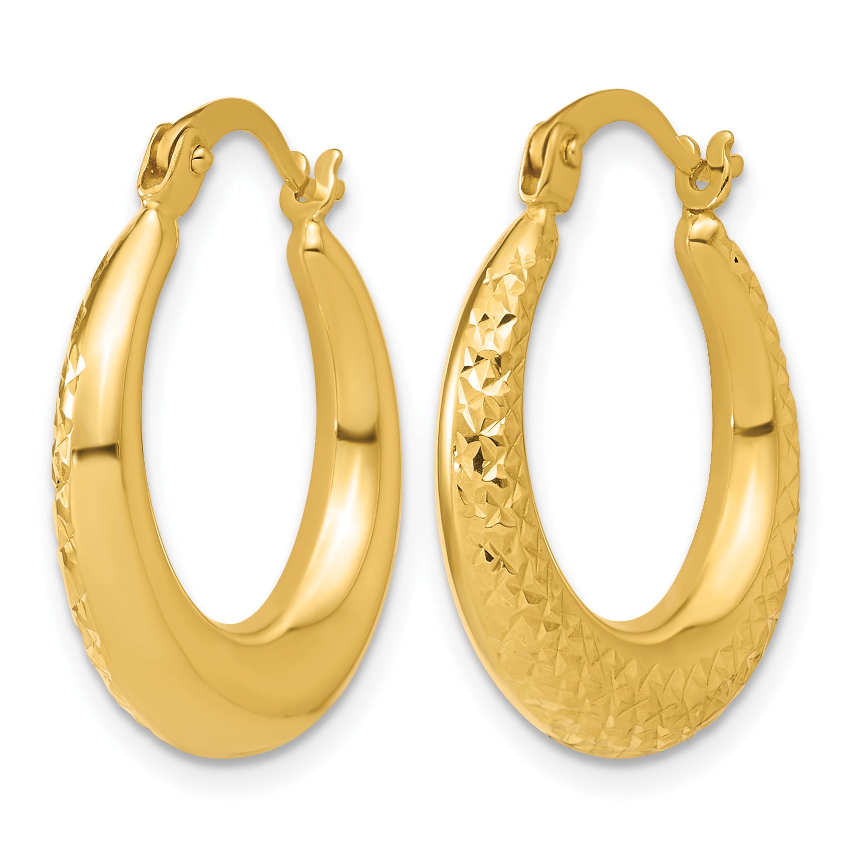 14K Yellow Gold Diamond-Cut Hoop Earrings, 4.5mm