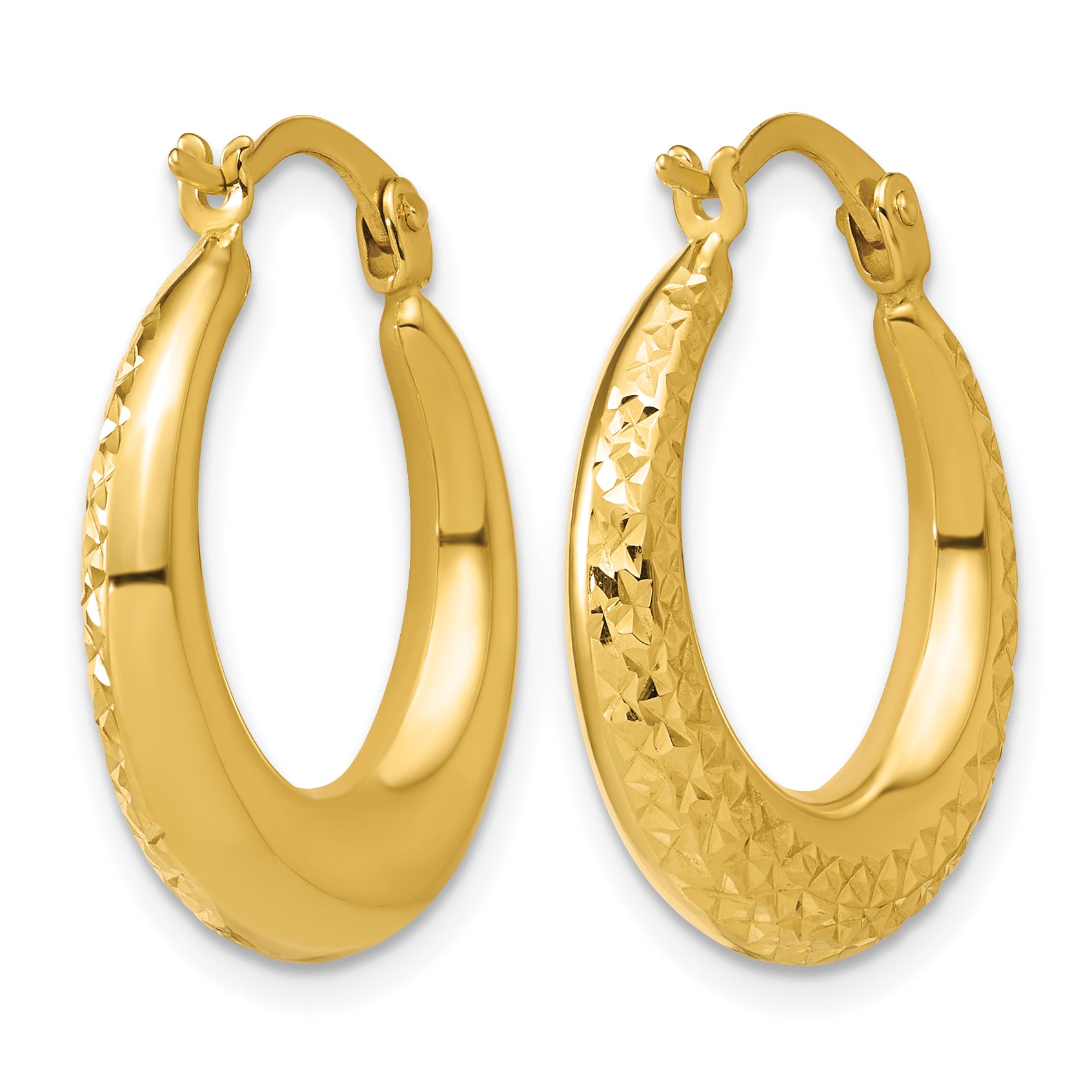14K Yellow Gold Diamond-Cut Hoop Earrings, 4.5mm