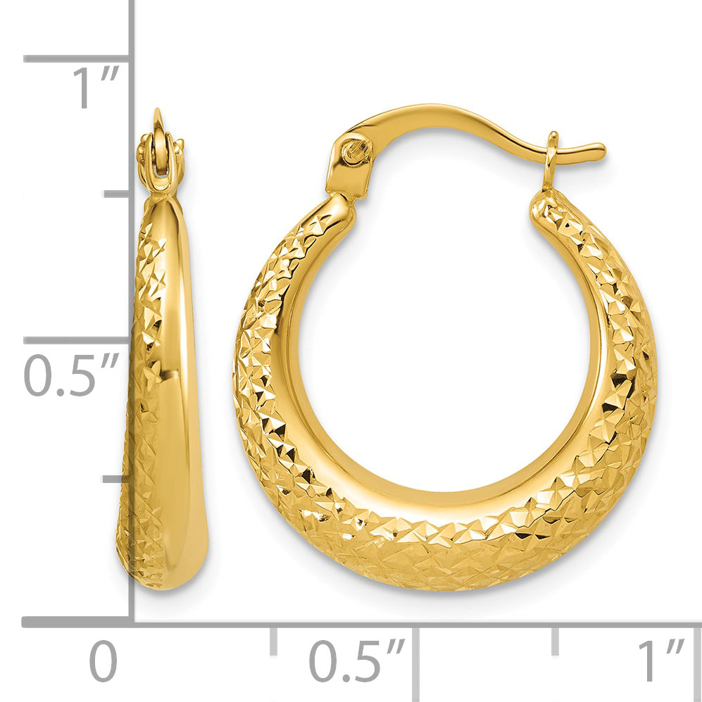 14K Yellow Gold Diamond-Cut Hoop Earrings, 4.5mm