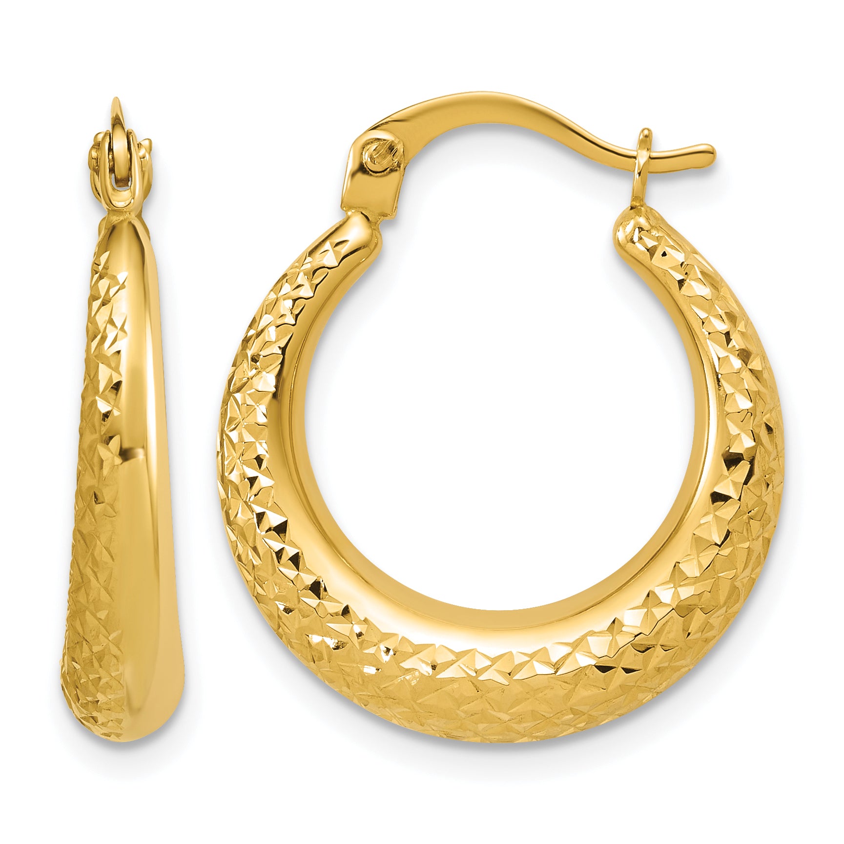 14K Yellow Gold Diamond-Cut Hoop Earrings, 4.5mm Main image