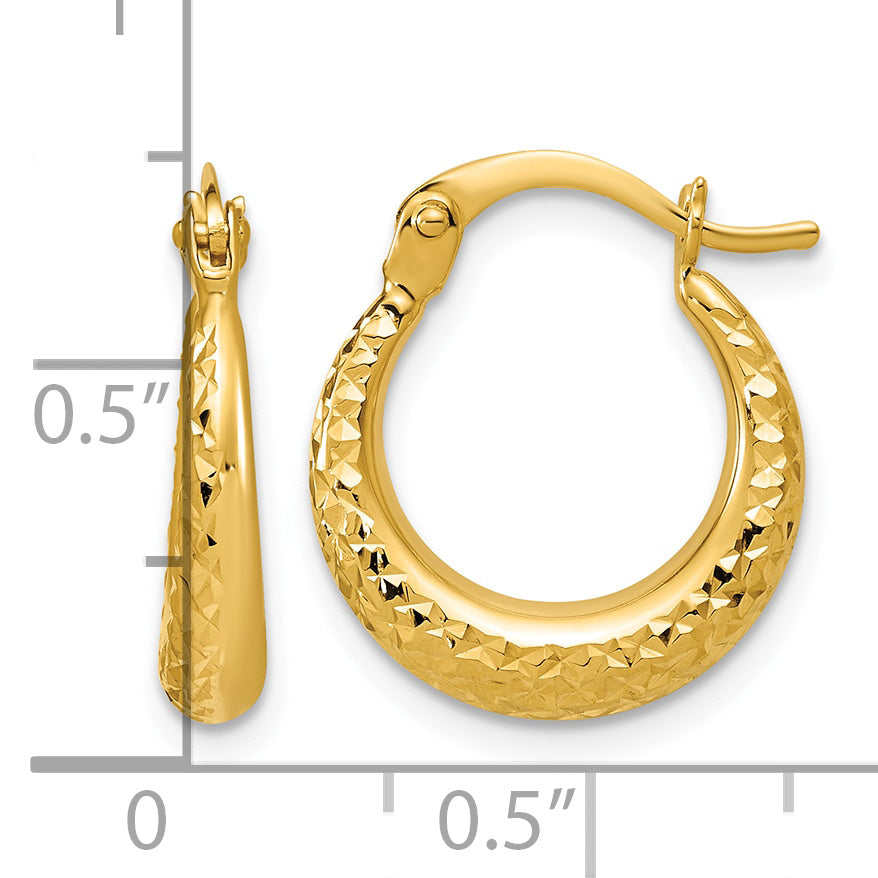 14K Yellow Gold Polished Hoop Earrings, 3.5mm