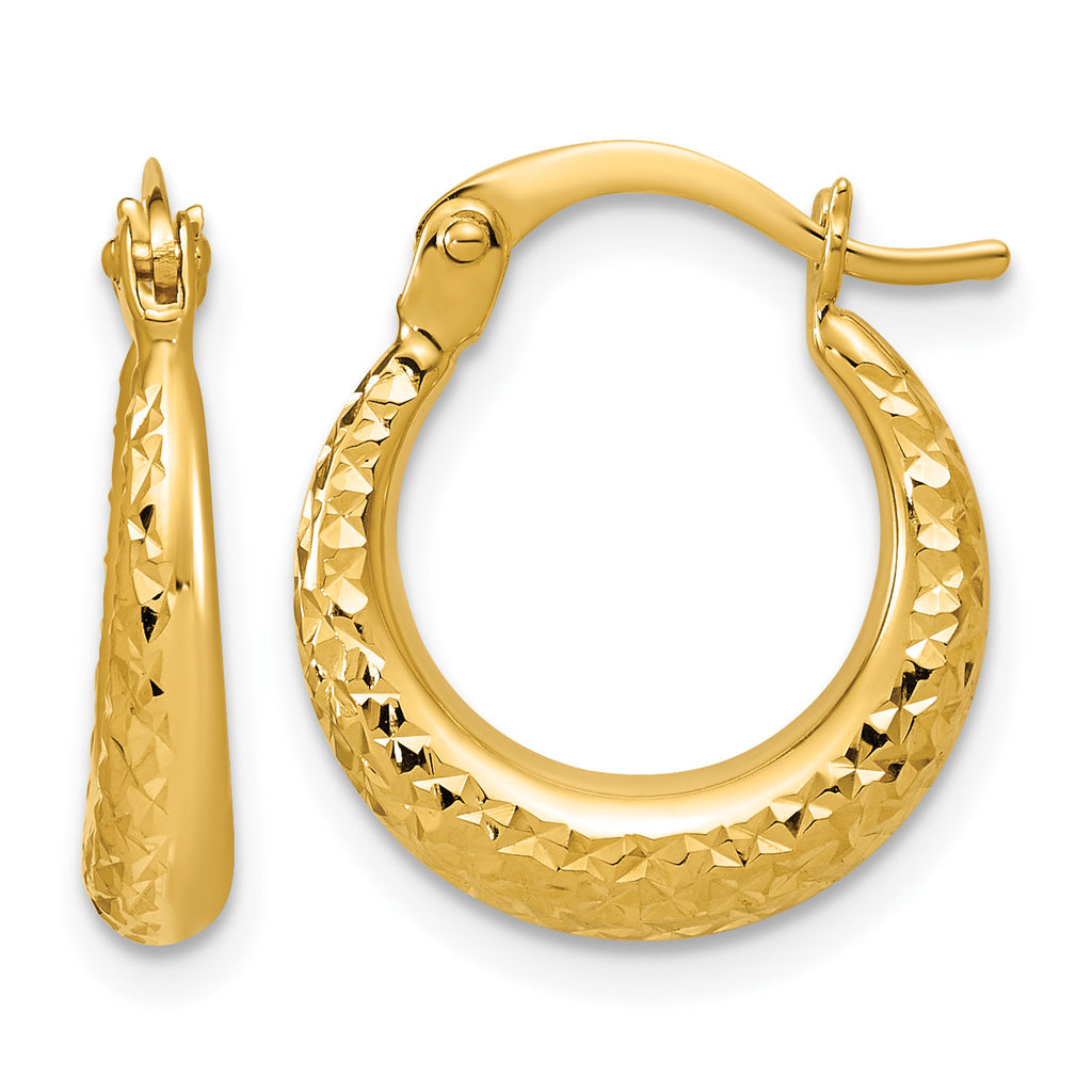 14K Yellow Gold Polished Hoop Earrings, 3.5mm