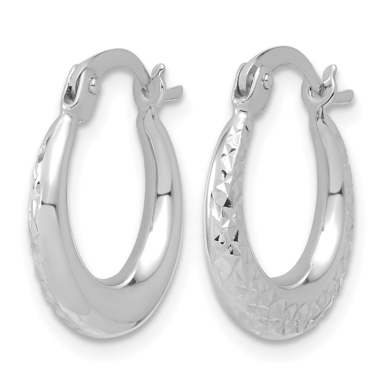 14K White Gold Polished Hoop Earrings, 3.5mm Secondary image