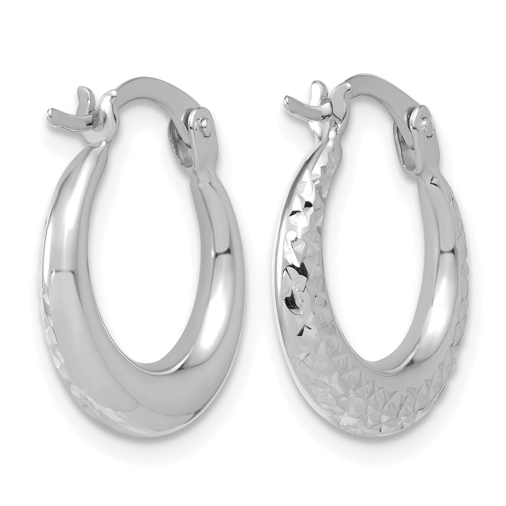 14K White Gold Polished Hoop Earrings, 3.5mm