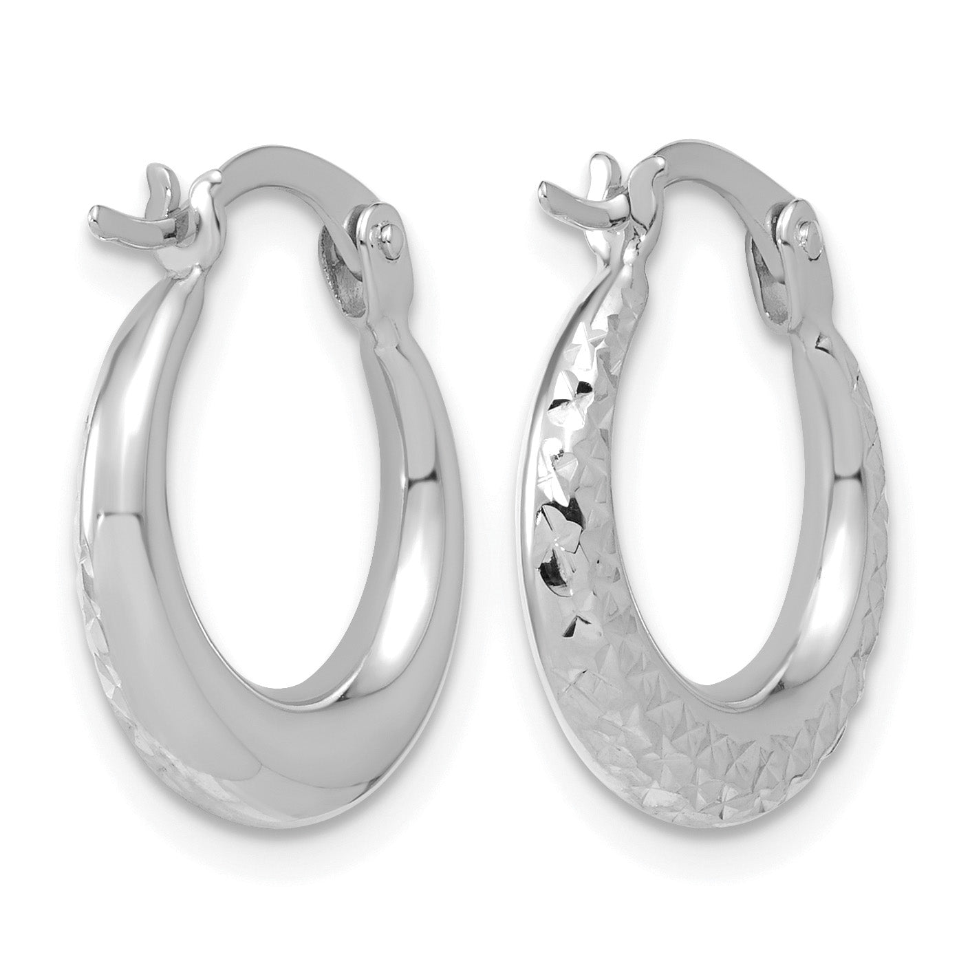 14K White Gold Polished Hoop Earrings, 3.5mm